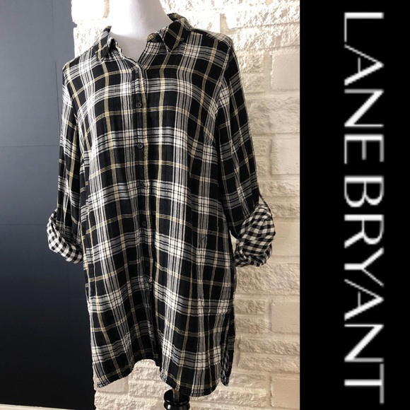Lane Bryant Plaid Button Down Tunic 